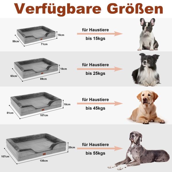 Hundesofa Grosse Hunde, Hundecouch Flauschig, Hundebett Waschbar, rutschfest Hundebetten, Weich Bequem Hundebett, Haustierbett für mittlere große Hunde (71 * 58 * 18cm)